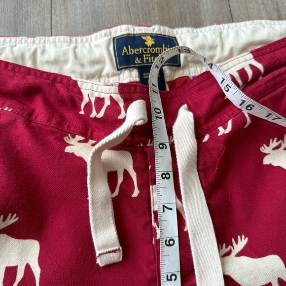 Vtg Y2K Abercrombie & Fitch men’s heavy plaid flannel pajama moose pants red - Picture 5 of 6